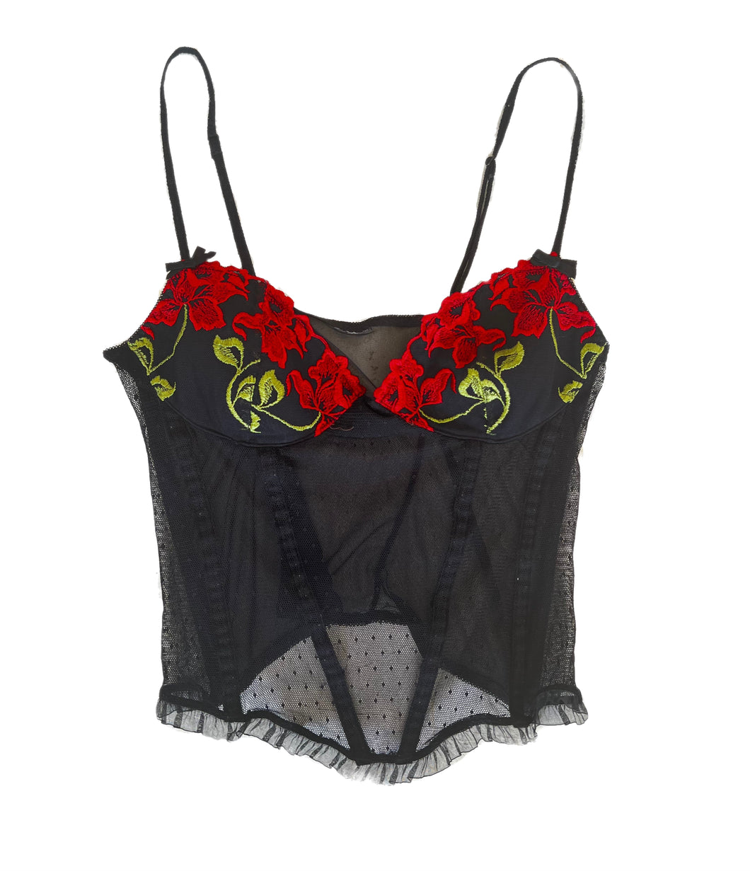 Black Rose Chiffon Bra Top