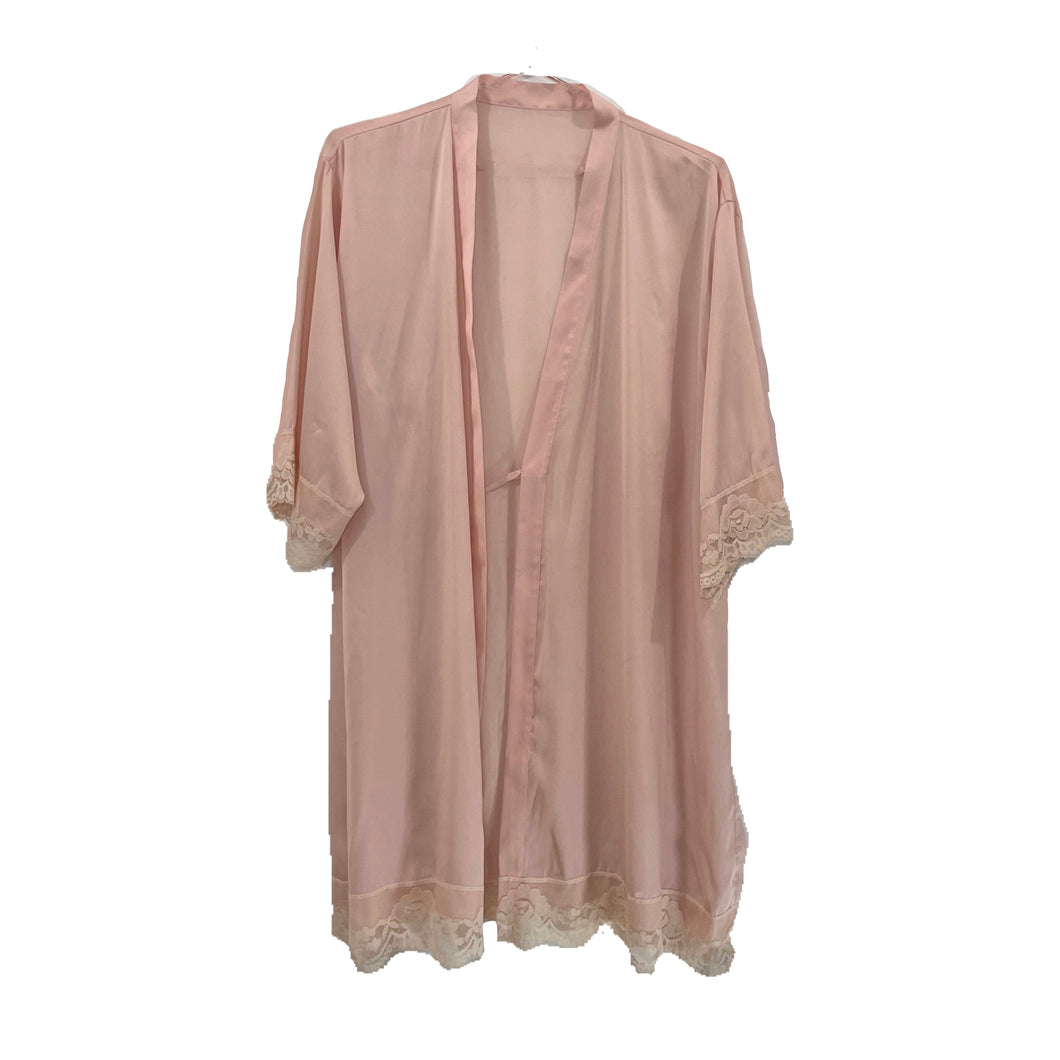 Lace Trimmed Satin Robe