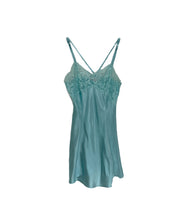 Load image into Gallery viewer, Victoria&#39;s Secret Teal Satin Slip Dress
