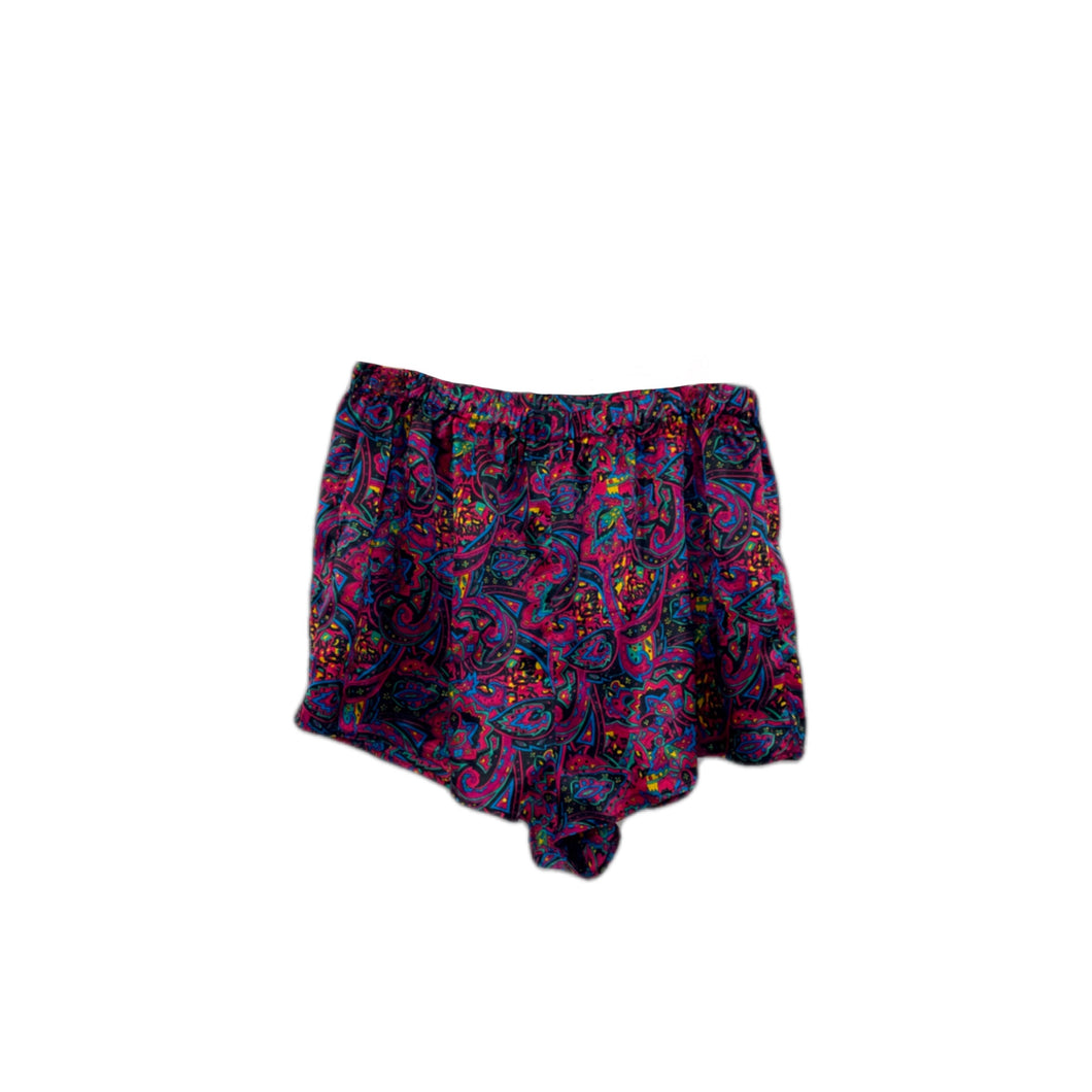 Abstract Paisley Satin Sleep Shorts